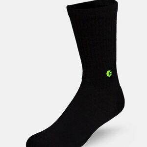 Ethika Men's Large (9 - 11.5) Crew Socks - Black/Ethika Logo - Flo Green - NEW
